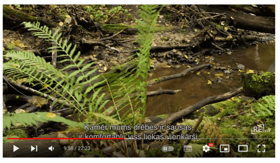 Video ekrānšāviņš ar atvērtajiem subtitriem YouTube platformā.